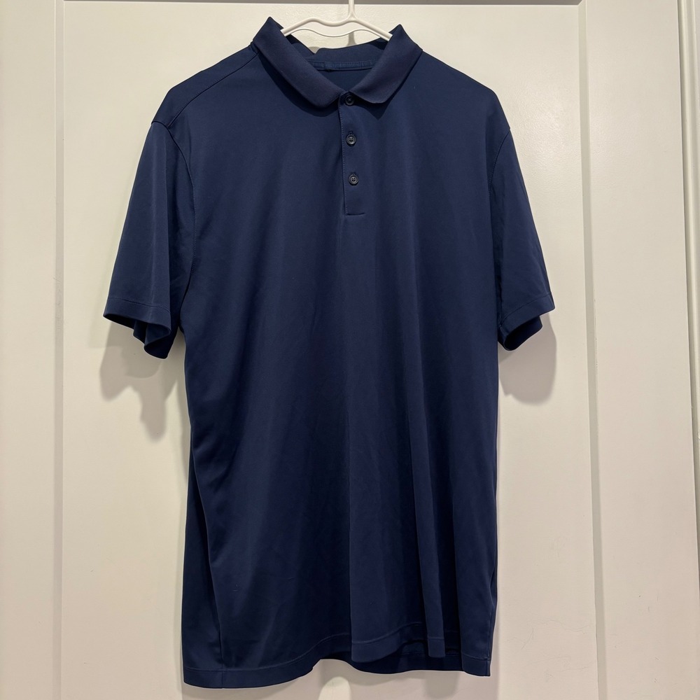 Nike Dri-FIT Mens Polo Shirt Navy Blue Short Sleeve Golf Athletic Large 3890